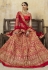 Red satin bridal lehenga choli 8002