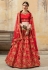 Red satin circular lehenga choli 8004