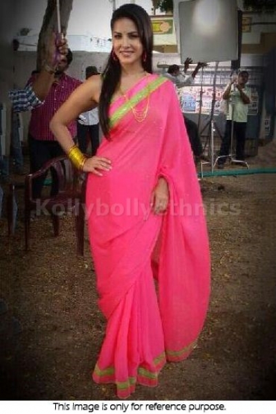 Bollywood Style Sunny Leon Chiffon Saree In Pink Color Starting 6th march, every saturday at 7pm, the new season hosted by sunny leone & rannvijay singha will add a tadka of romance, adventure, passion and more by unveiling for. bollywood style sunny leon chiffon saree in pink color