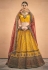 Yellow satin embroidered circular lehenga choli 3001