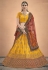 Yellow satin embroidered circular lehenga choli 3007