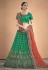 Green satin embroidered circular lehenga choli 3004