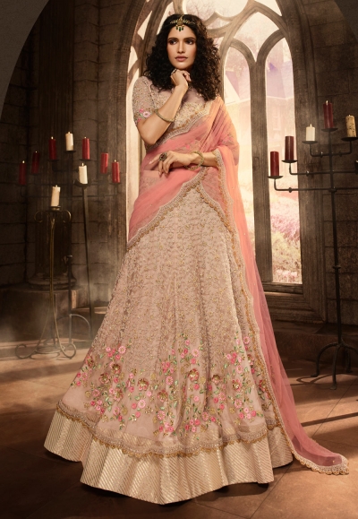 Gray net embroidered royal lehenga choli 21002