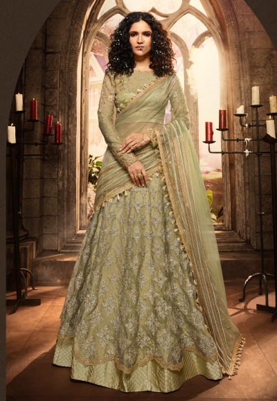 Light green net embroidered designer lehenga choli 21005