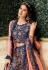 Navy blue silk embroidered circular lehenga choli 16203