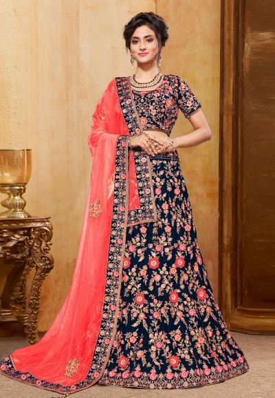 Blue velvet a line lehenga choli N220C