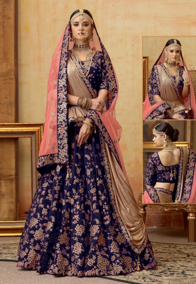 Blue velvet a line lehenga choli N225C