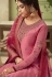 pink satin georgette straight trouser suit 10705