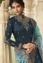 dark blue satin georgette straight trouser suit 10704