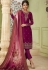 magenta satin georgette straight trouser suit 10701