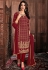 maroon georgette straight trouser suit 32001