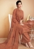 shinny brown muslin straight palazzo style suit 923