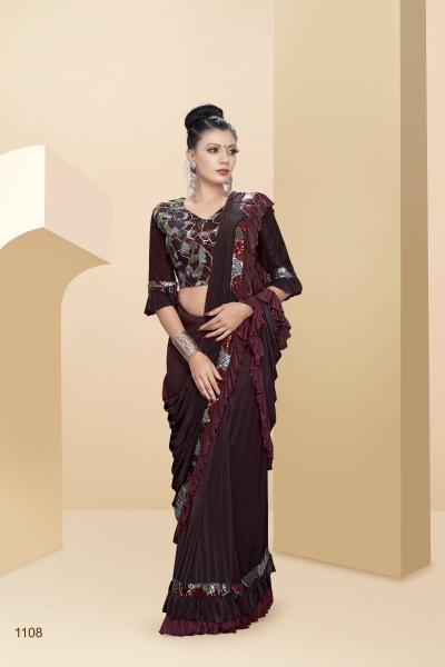 Party wear ruffle saree 1108