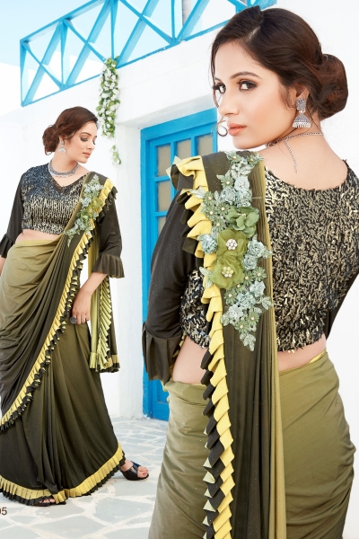 Party wear ruffle saree 1205