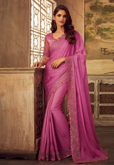 Pink silk festival wear saree 5108