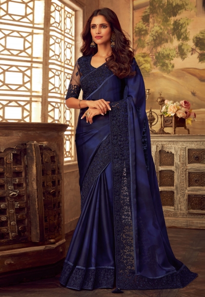 Blue silk festival wear saree 5110