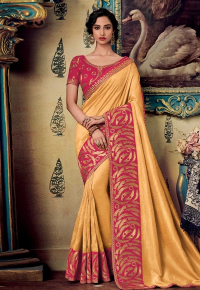 Beige art silk embroidered saree with blouse 88338