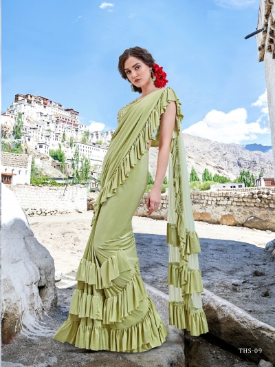 Indian ruffle party wear saree