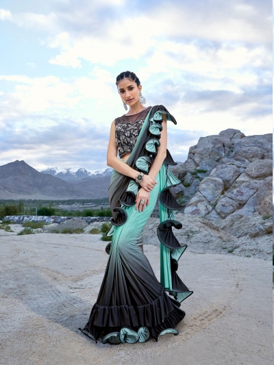 Indian ruffle party wear saree