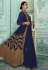 Navy blue faux georgette embroidered jacket style suit SJ83