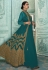 Turquoise faux georgette embroidered long anarkali suit SJ82