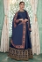 Navy blue silk long anarkali suit 1233