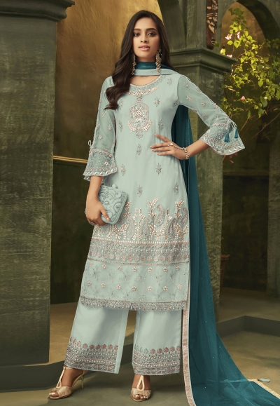 Aqua net embroidered kameez with palazzo 4946