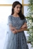 Gray net embroidered ankle length anarkali suit 4205