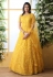 Yellow net embroidered abaya style anarkali suit 4203