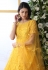 Yellow net embroidered abaya style anarkali suit 4203