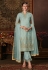 Sky blue net pant style suit 8201