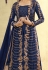 Navy blue silk embroidered designer suit with jacket 5503B