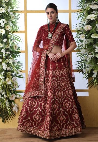 Maroon art silk circular lehenga choli 1203