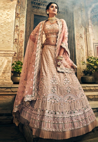 Light brown georgette circular lehenga choli 3412