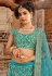 Turquoise satin embroidered circular lehenga choli 5170