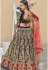 Navy blue velvet embroidered circular lehenga choli 975