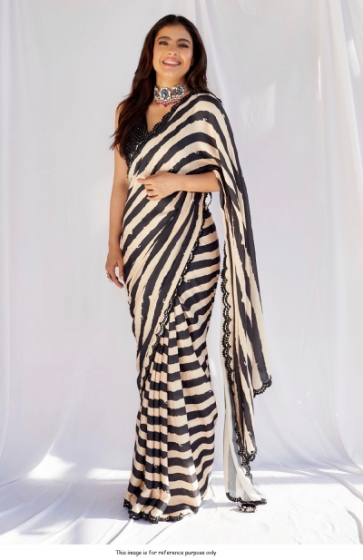 Bollywood Kajol inspired georgette zebra print saree