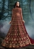Maroon net embroidered floor length anarkali suit 10037