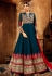 Teal blue georgette embroidered floor length anarkali suit 7715