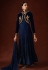 Navy blue satin ankle length anarkali suit 11050