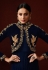 Navy blue satin ankle length anarkali suit 11050