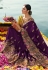 Purple barfi silk embroidered party wear saree Palash9032