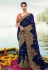 Blue barfi silk embroidered saree with blouse Palash9034