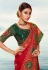 Red barfi silk embroidered saree with blouse Palash9039