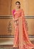 Peach silk party wear saree 3313