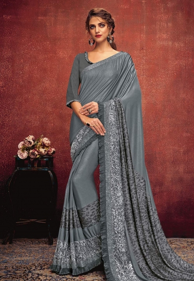 Gray lycra festival wear saree 11304