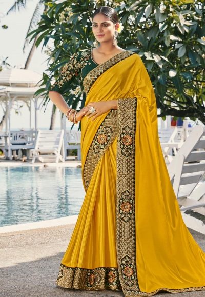 Yellow silk saree with blouse 4731