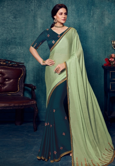 Light green silk half and half saree 2174