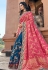 Pink silk embroidered half and half saree 3801