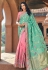 Sea green silk embroidered half and half saree 3803